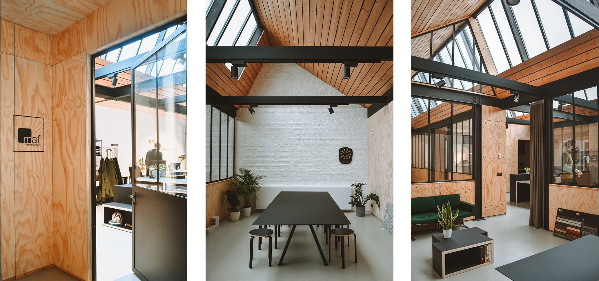 Sfeerbeeld van het kantoor van maf architecten in Kortrijk: werkplek van het ontwerpcollectief