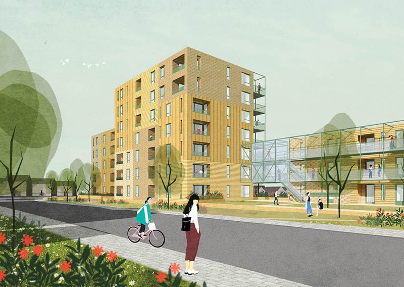 Projectbeeld Kerselaar Ieper: collectief woonproject.