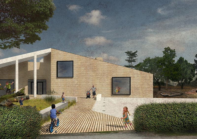 Projectbeeld Kindcentrum Rinkelbel Brugge: publiek kindgebouw, school/kinderopvang.