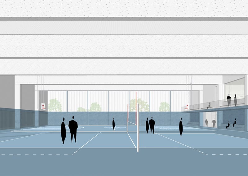 Projectbeeld project SPO: sportgebouw of publiek project.