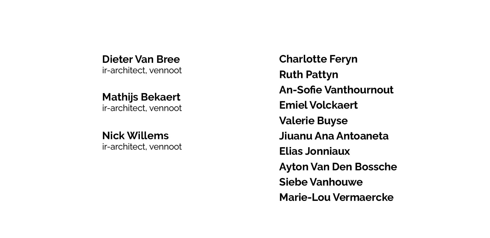 Zwart-witte lineaire illustratie van het team van maf architecten